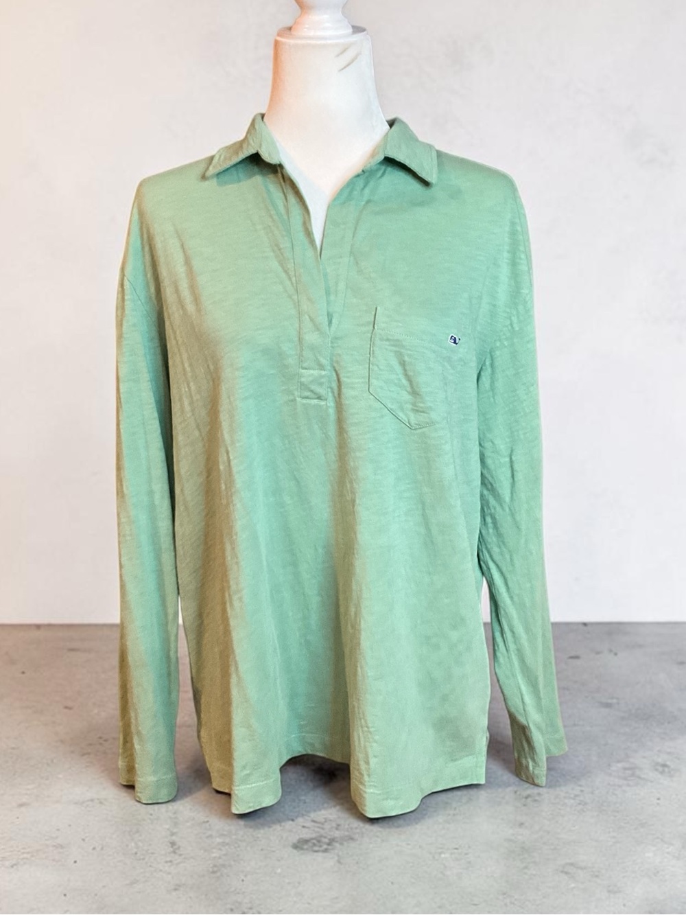 Vineyard Vines Long-Sleeve Polo in Mint Green, size M